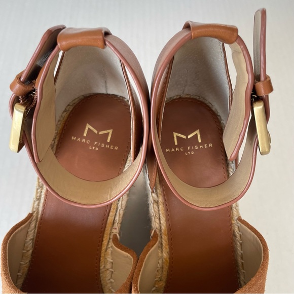 MARC FISHER Womens Brown 2" Platform Adalyn Wedge Leather Espadrille Sandals 9 - Picture 5 of 13